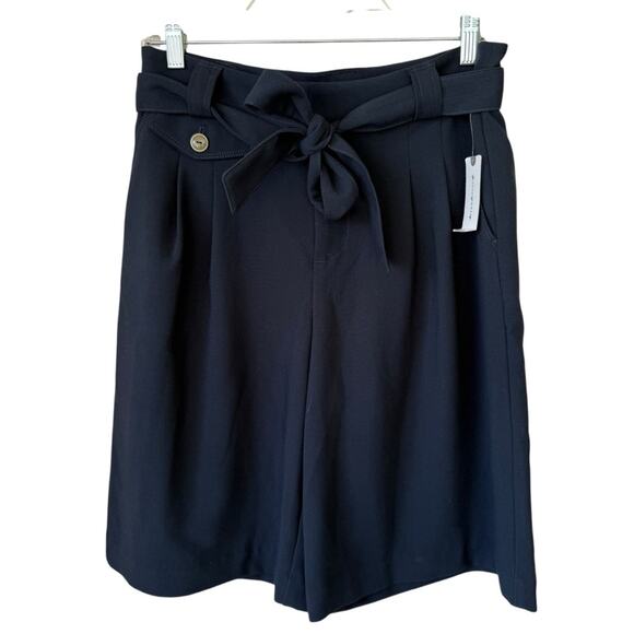 Maeve women's Navy pleated shorts size 2 with belt - Picture 1 of 3